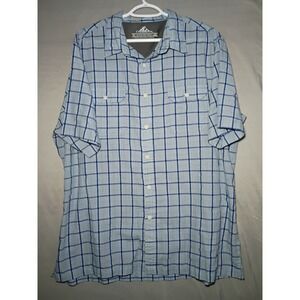 Croft & Barrow Quick Dry Shirt Men XL Blue Plaid Button Down Vented Fishing Hike